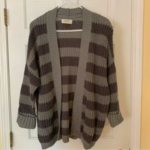Dark & med gray striped knit cardigan sweater by Sonoma.